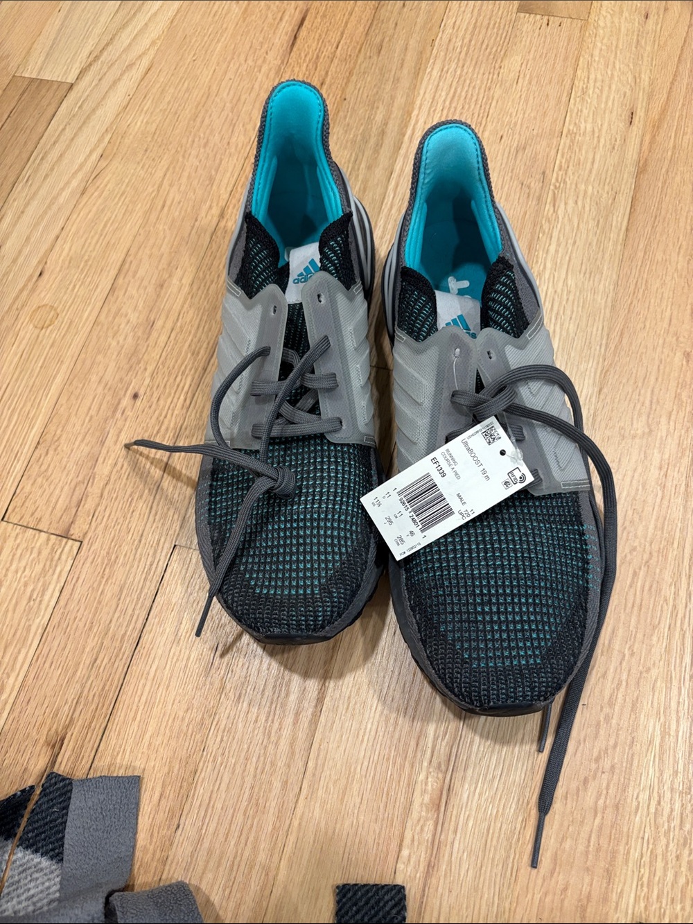 adidas Boost Men’s Black & Gray Sneakers with Teal Lining